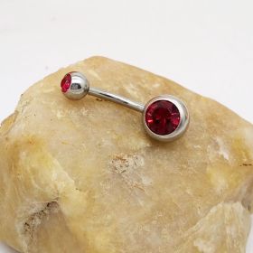 Puncture Hypoallergenic Titanium Steel Navel Buckle Belly Nail (Option: Wine Red)