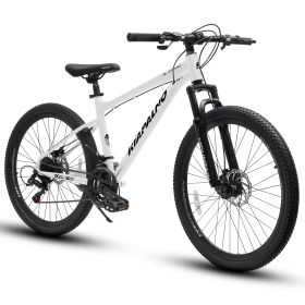 A26317 KIAPALNO 26 Inch All-Terrain Mountain Bike With Disc Brakes 21-Speed Drivetrain & Durable Carbon Steel Frame Ideal For Men And Women, Perf (Option: A26317KWHITE)