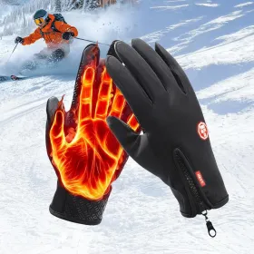 Anti-Slip Waterproof Thermal Winter Gloves For Men And Women, Windproof Cold Weather Motorcycle Riding Bicycle Cycling Hiking Gloves Touch Screen (Option: XXL)