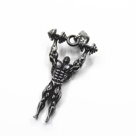 Men's Fitness Dumbbell Muscle Male Pendant Titanium Steel (Color: Silver, style: Pendant only)