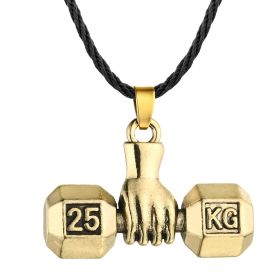 Cxwind Exercise Fitness Barbell Lifting Necklace (Color: Gold)
