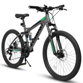 27.5 Inch Full Suspension Mountain Bike, Front and Rear Dual Shock Absorbers, Mechanical Disc Brakes, 21-Speed, Suitable for Men and Women (Default: default title)