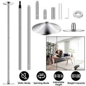 Stripper Dance Pole 45mm Spinning Static Dancing Pole with 88-108.1in Adjustable Height 551LBS Weight Capacity for Fitness Exercise Party Home Cl (Color: as Pic)