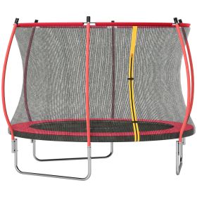 10ft Outdoor Trampoline with Net Enclosure, Curved Poles and Safety Pad, ASTM Approved, Red (Option: Red-1600x460x170 mm)