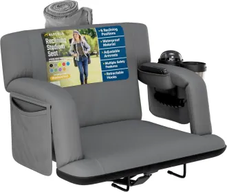Alpcour Premium Reclining Stadium Seat For Bleachers With Back Support (Option: Grey-25Wide)